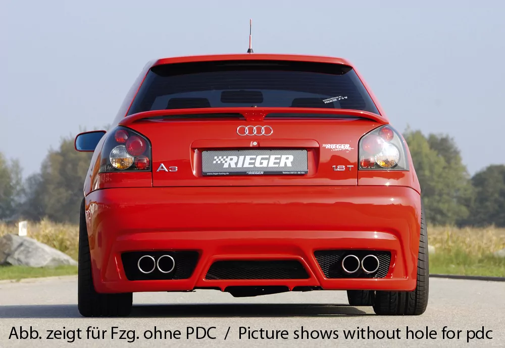 Rieger Heckschürze neues Design für Audi A3 (8L) - 3-tür.  für 4-Rohr-Anlage, carbon optik