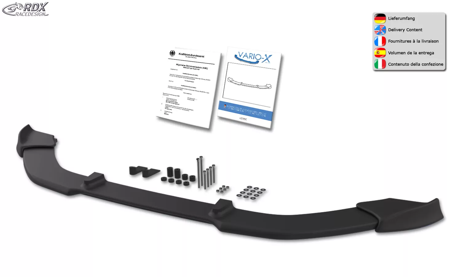 RDX Frontspoiler VARIO-X für MINI Cooper S F55/F56/F57 2014+ Frontlippe Front Ansatz Vorne Spoilerlippe