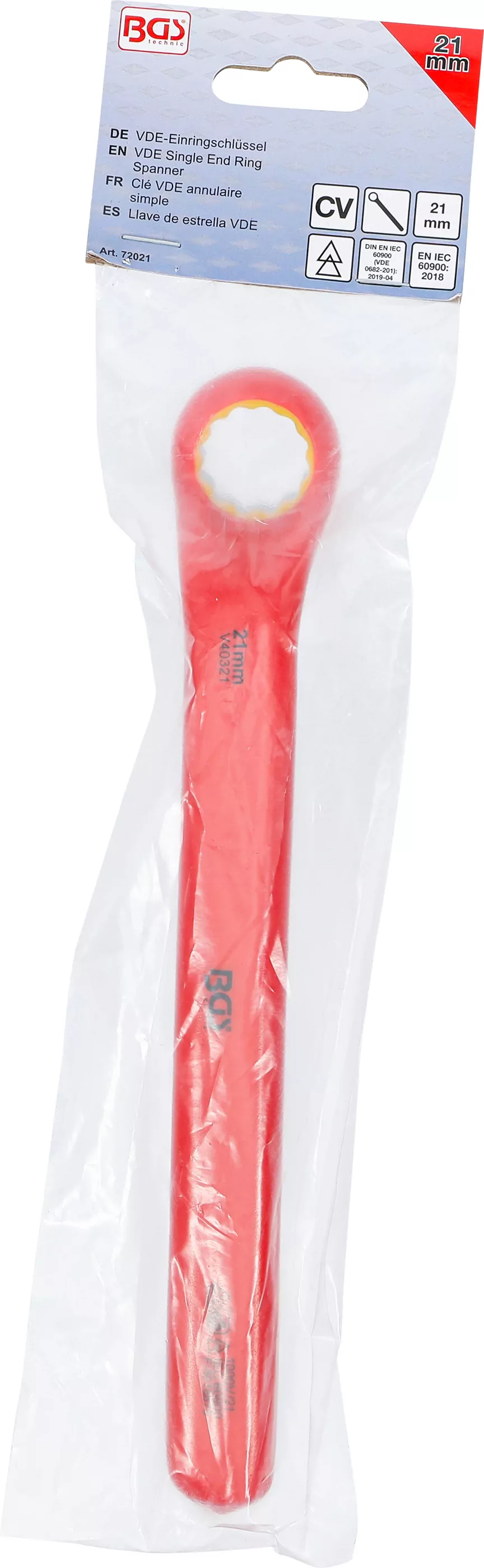 VDE-Einringschlüssel | tief gekröpft | SW 21 mm