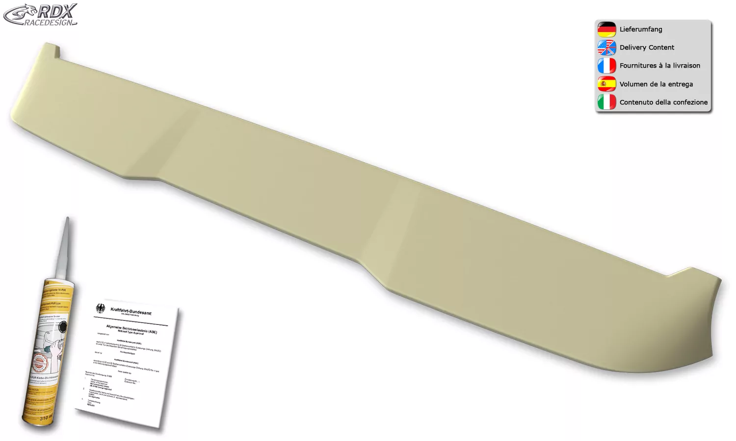 RDX Dachspoiler für FIAT Ducato & CITROEN Jumper & OPEL Movano & PEUGEOT Boxer & TOYOTA Proace Max & IVECO eSuperJolly & RAM ProMaster (H3) Heckspoiler Spoiler