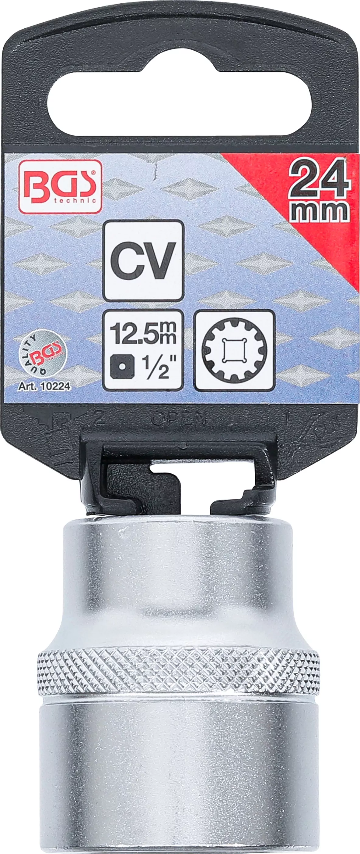 Steckschlüssel-Einsatz Gear Lock | Antrieb Innenvierkant 12,5 mm (1/2") | SW 24 mm