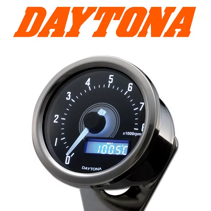 Daytona Digital-dzm, "velona", Chrom, Ø 60mm, Bis 8.000 U/min, Öl/wasser/uhr, Weiße Beleuchtung
