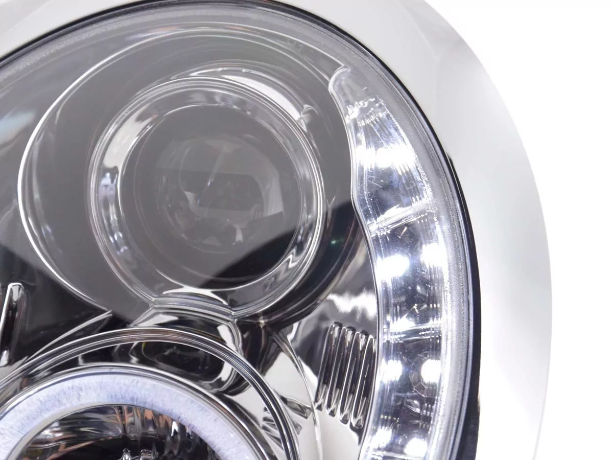 Scheinwerfer Set Daylight LED TFL-Optik Mini Cooper Typ R50 Bj. 01-06 chrom