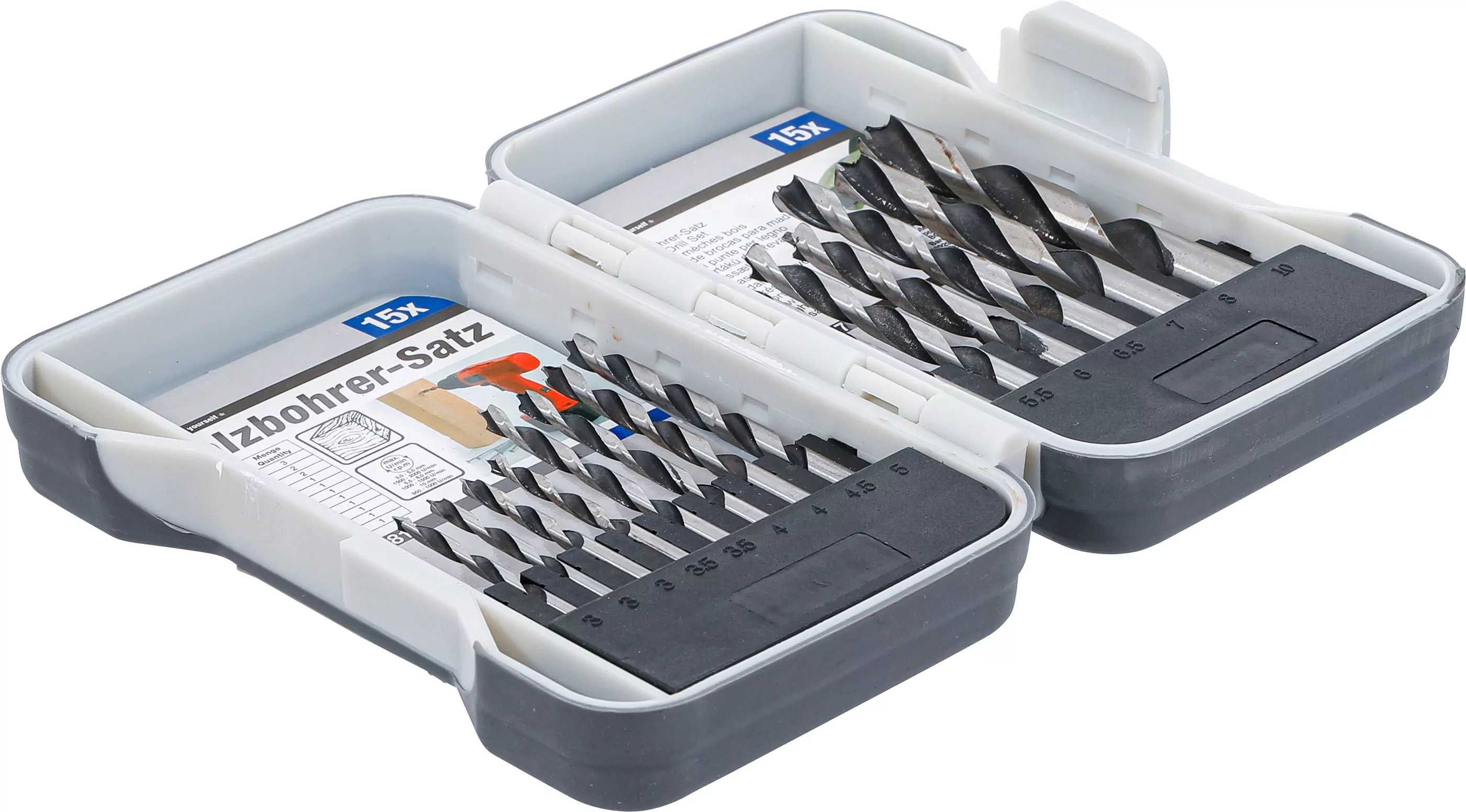 Holz-Bohrer-Satz | 3 - 10 mm | 15-tlg.