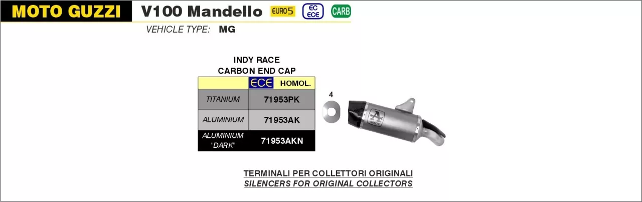 Arrow Indy-Race Aluminium MOTO GUZZI V 100 Mandello 23-