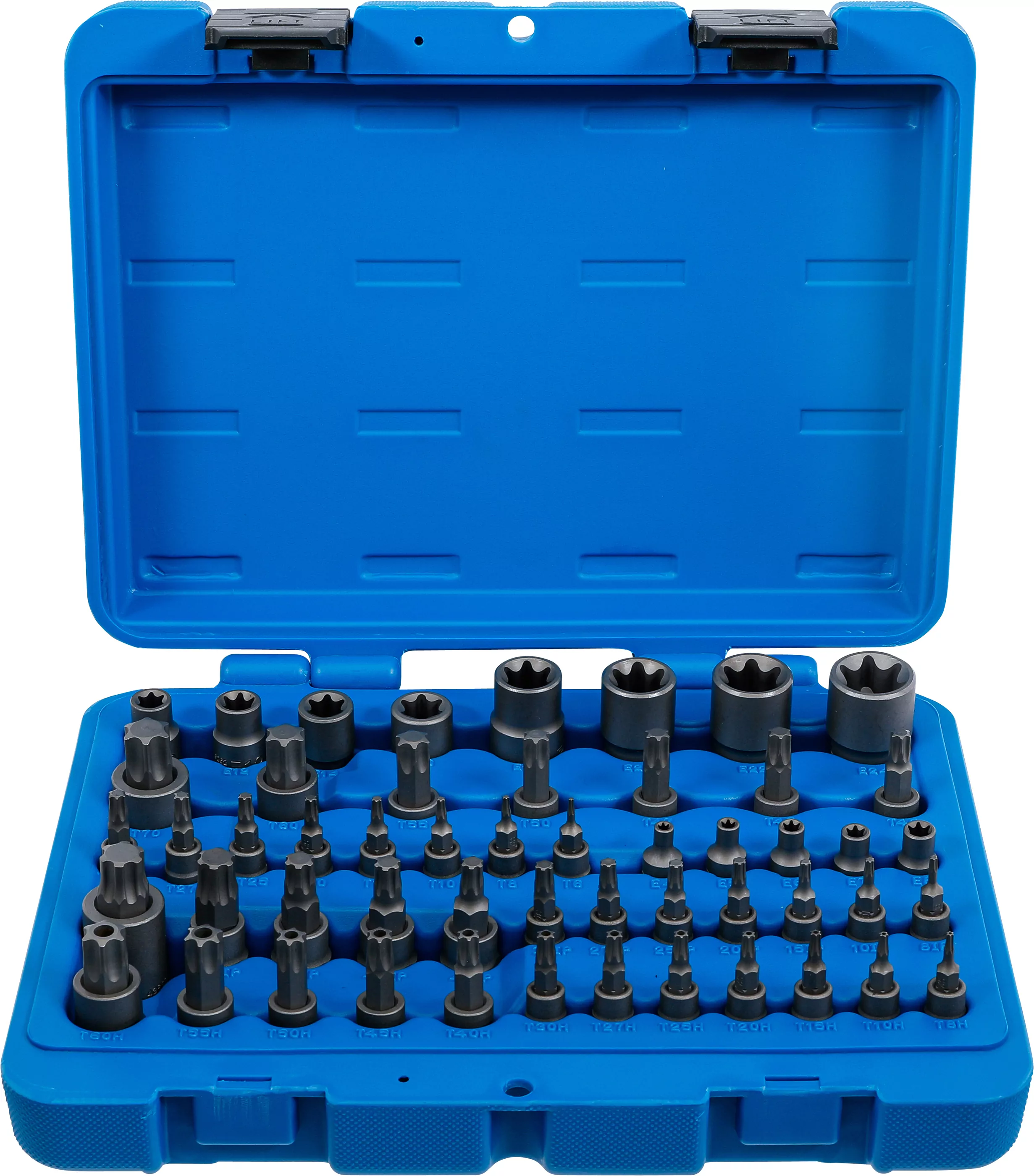 Bit-Einsatz- und Steckschlüssel-Einsatz-Satz | E-Profil / T-Profil (für Torx) / T-Profil (für Torx) mit Bohrung / TP-Profil (für Torx Plus) | 52-tlg.