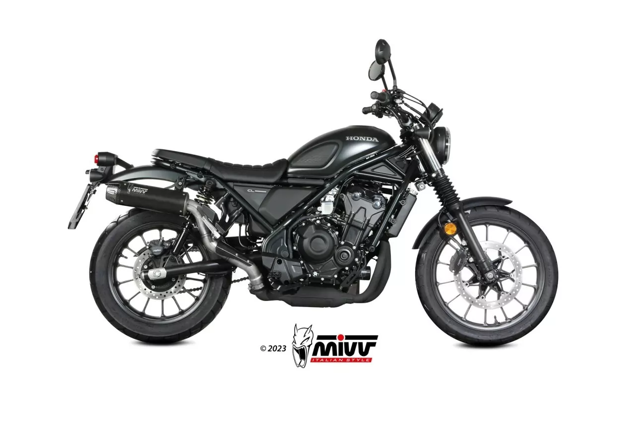 MIVV HR-1 Edelstahl Schwarz Mit Langer Carbonendkappe HONDA CL 500 23-24