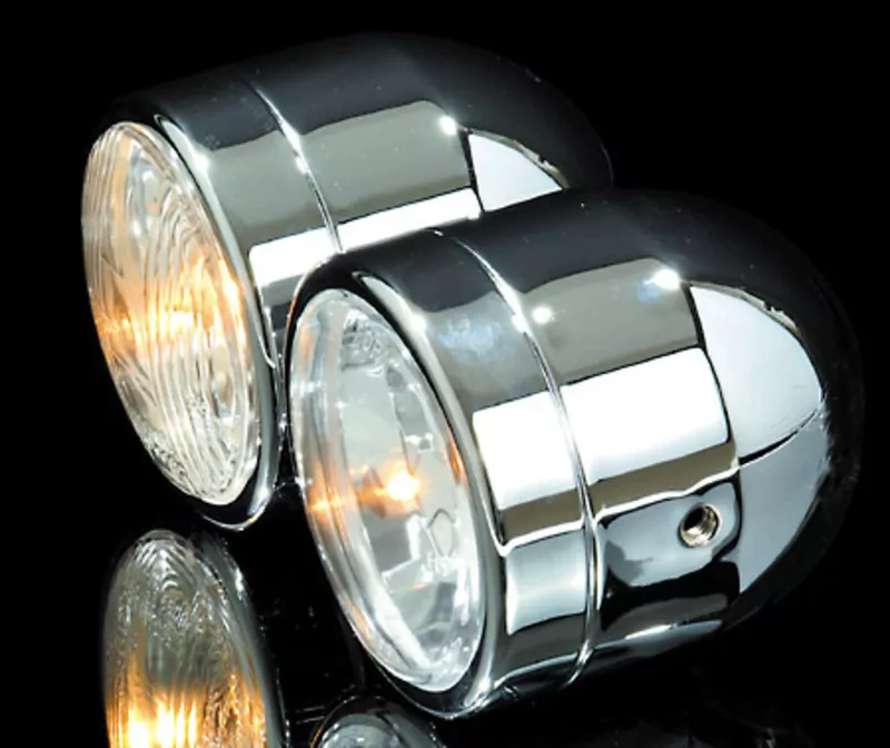 SHIN YO Set With 2 Chrome Headlights High Beam + Dipped Beam E-Approved