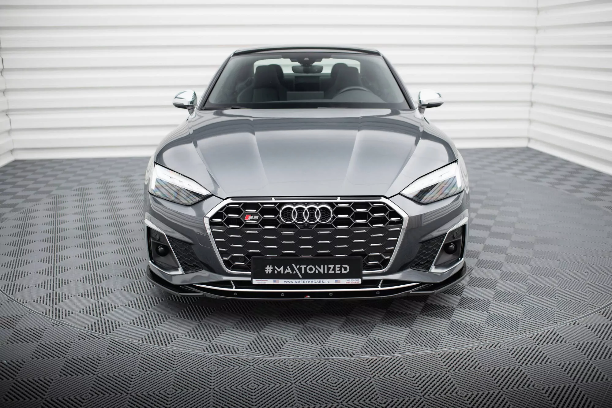 Front Ansatz V.1 Für Audi S5 / A5 S-Line F5 Facelift Schwarz Hochglanz