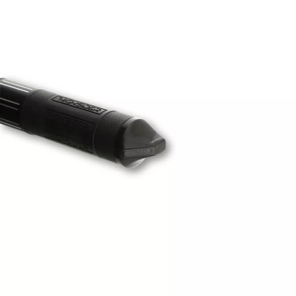 HIGHSIDER Pro Flight LED Lenkerendenblinker Gehäuse Schwarz / Linse Rauchgrau (Paar), Vorn