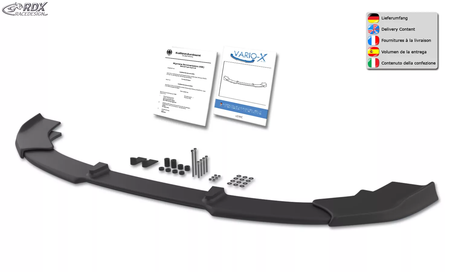 RDX Frontspoiler VARIO-X für MERCEDES C-Klasse AMG-Line W205, S205, C205 (2018+) Frontlippe Front Ansatz Vorne Spoilerlippe