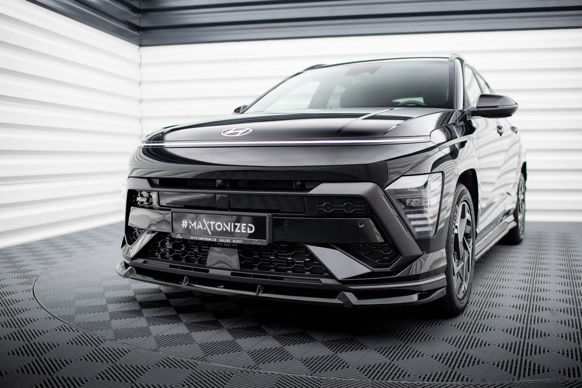 Front Ansatz Für Hyundai Kona N-Line Mk2 Schwarz Hochglanz