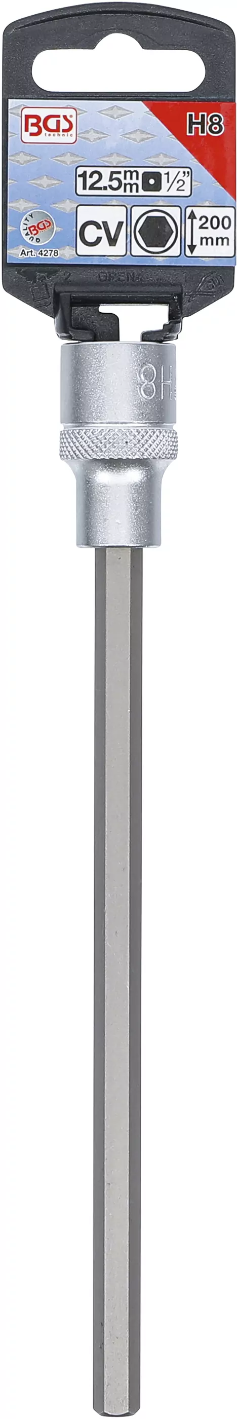 Bit-Einsatz | Länge 200 mm | Antrieb Innenvierkant 12,5 mm (1/2") | Innensechskant 8 mm