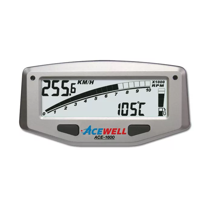 Multifunktionelles Digitalinstrument, Silber, Tacho Drehzahlm. Temp. Laptimer Uhr & Tankanzeige