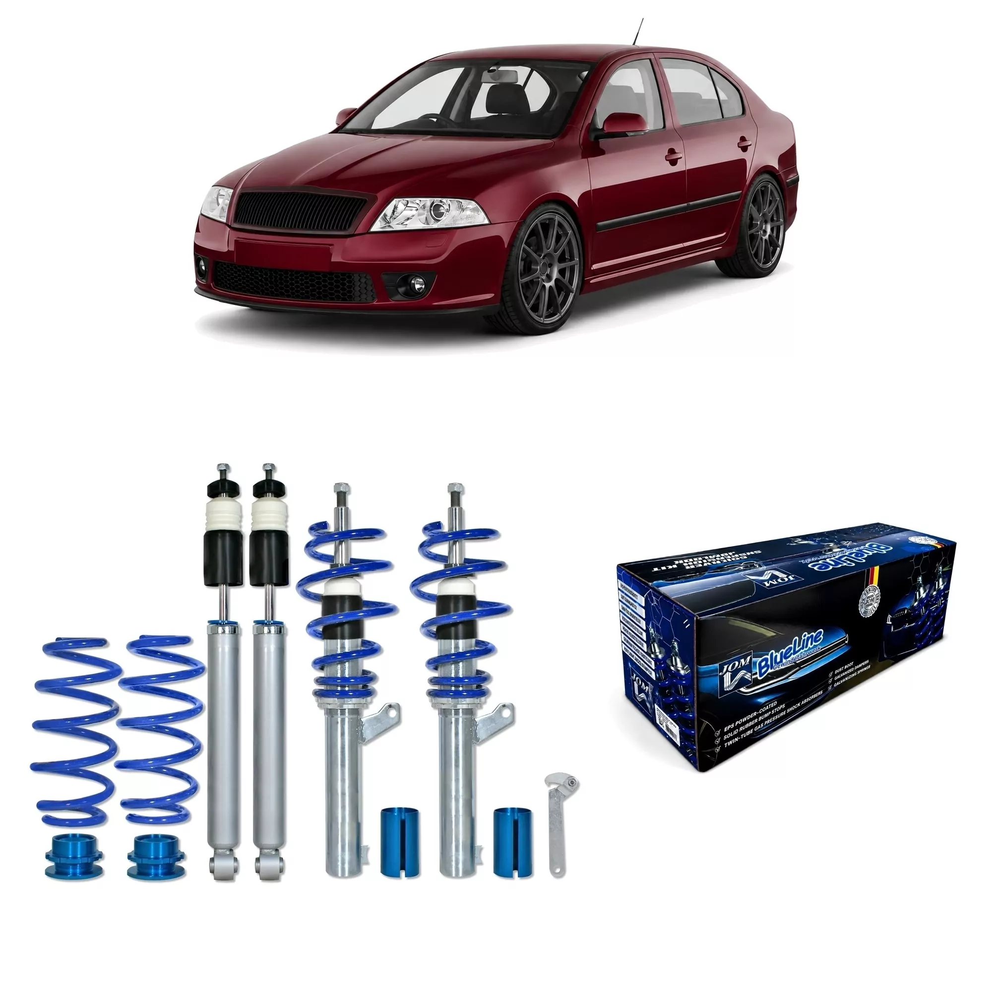 BlueLine Gewindefahrwerk passend für Skoda Octavia (1Z) inklusive Kombi-, RS- und VRS-Modelle 1.9TDi / DSG, 2.0TDi / DSG