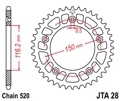 Kettenrad ALU 41Z  |  520 SI Innen Ø 116 Lochkreis 150