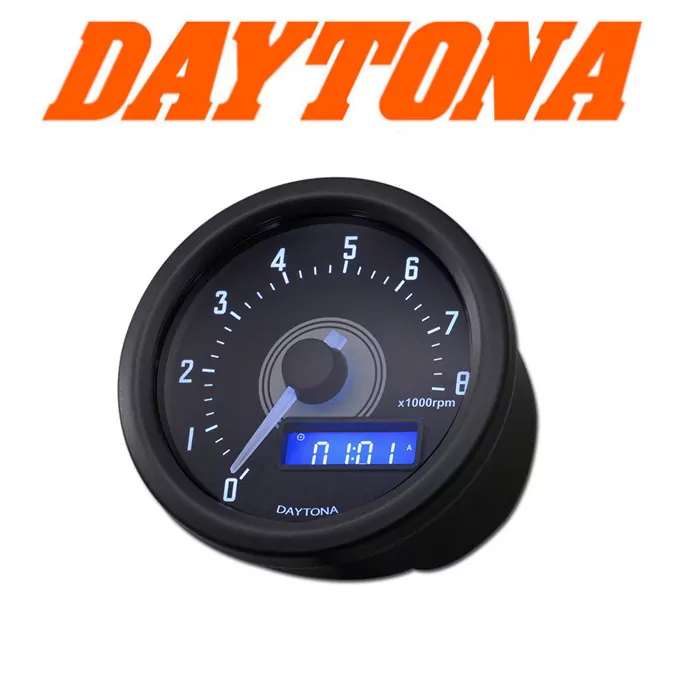 Daytona Digital-dzm, "velona", Schwarz, Ø 60mm, Bis 8.000 U/min, Öl/wasser/uhr, Weiße Beleuchtung