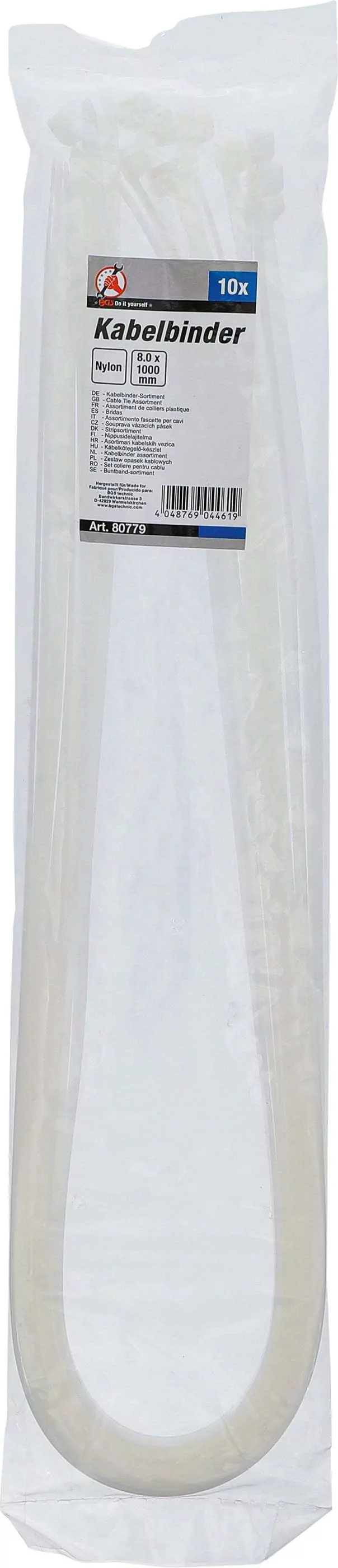 Kabelbinder-Sortiment | weiß | 8,0 x 1000 mm | 10-tlg.