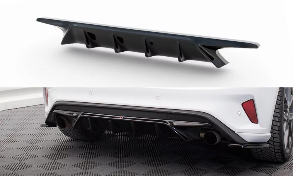 Diffusor Heck Ansatz Passend Für V.2 Passend Für Ford Focus ST Mk4  Schwarz Hochglanz Schwarz Hochglanz