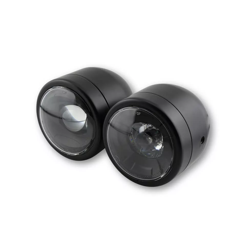 HIGHSIDER smart Scheinwerfer Twin LED Schwarz Seitliche Befestigung, E-Geprüft (1Stck)