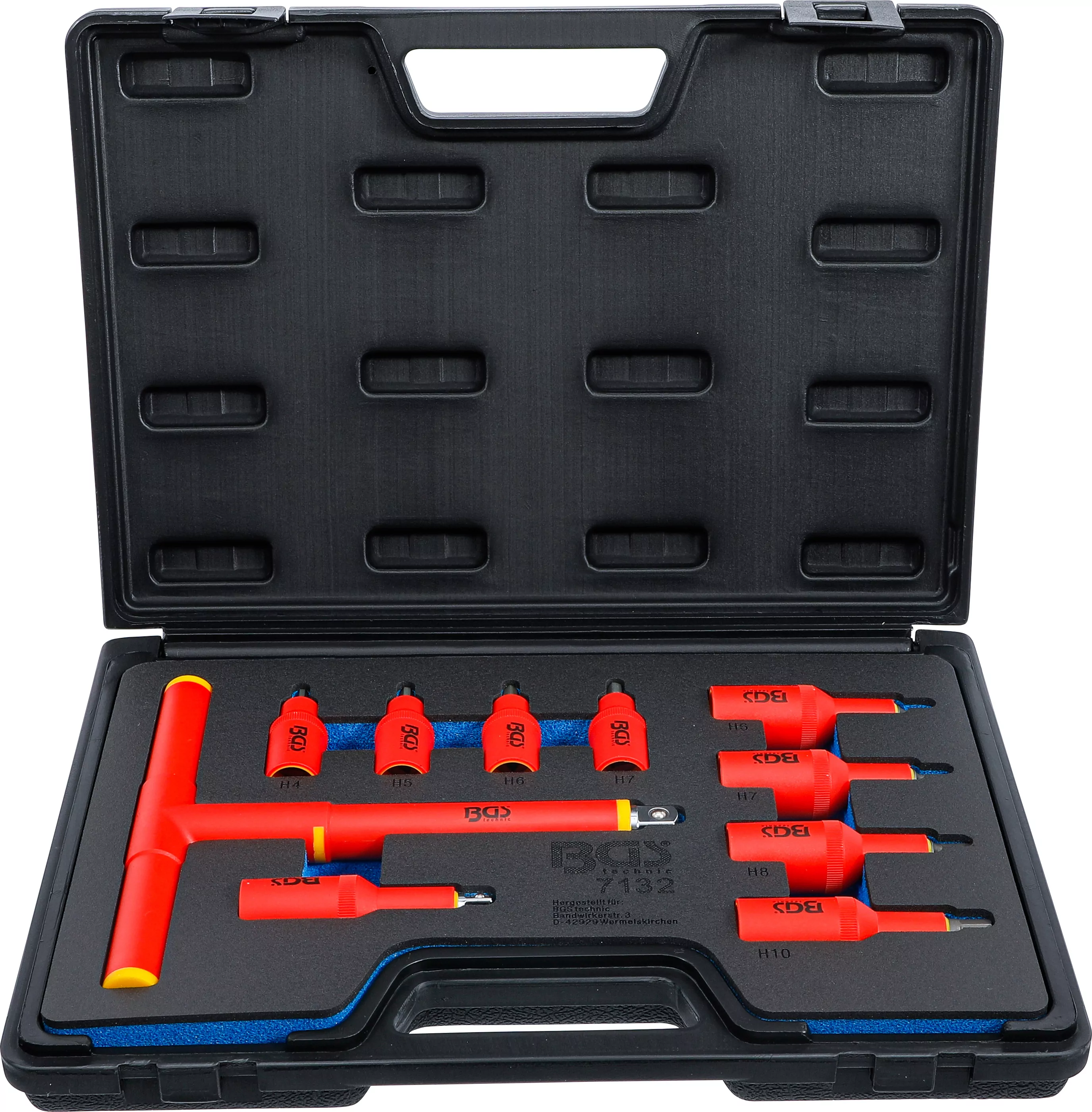 VDE-Bit-Einsatz-Satz | Antrieb Innenvierkant 10 mm (3/8") / 12,5 mm (1/2") | Innensechskant 4 - 10 mm | 10-tlg.