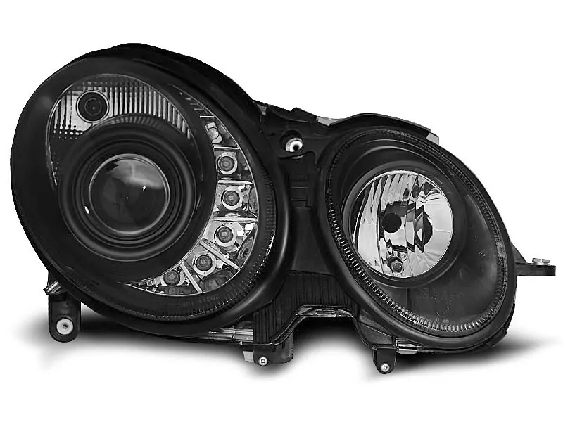 Headlights Daylight Black Fits Mercedes W211 E-Klasse 03.02-04.06