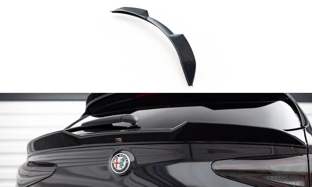 Niedriger Spoiler CAP Für 3D Alfa Romeo Stelvio Quadrifoglio Mk1 Schwarz Hochglanz
