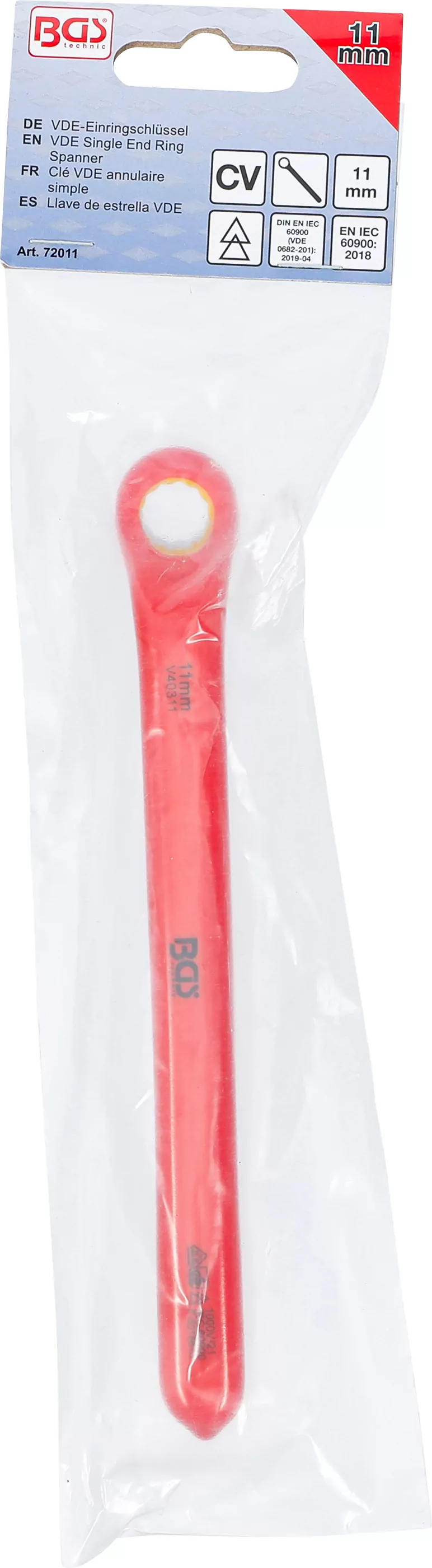 VDE-Einringschlüssel | tief gekröpft | SW 11 mm