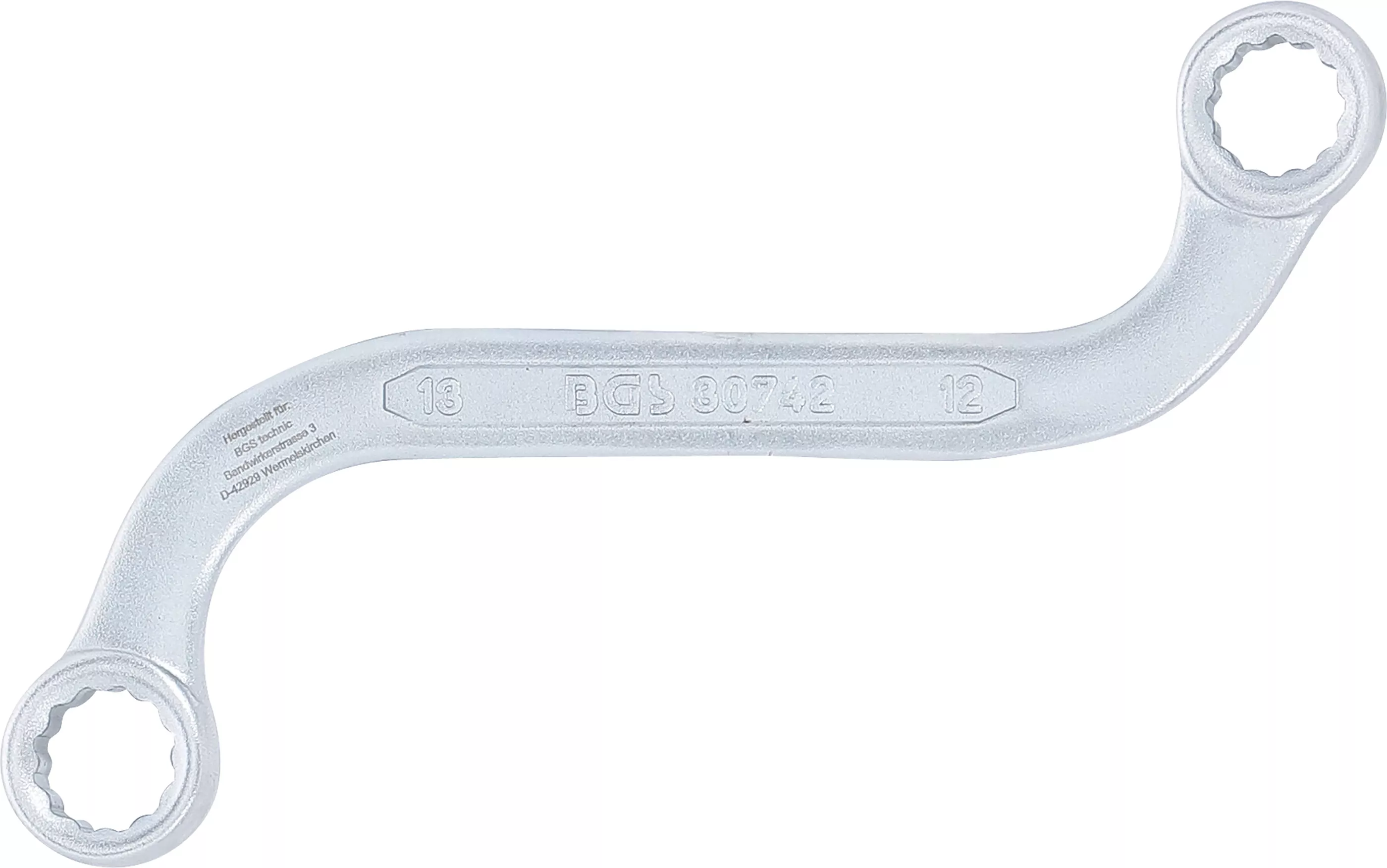 S-Form Doppel-Ringschlüssel Zwölfkant | SW 12 x 13 mm