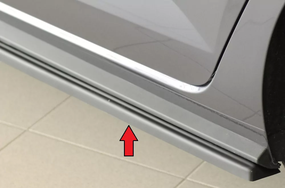 Rieger Seitenschweller links ansatz matt schwarz für VW Polo (AW) R-Line 5-tür. 06.17-05.21 (bis Facelift)