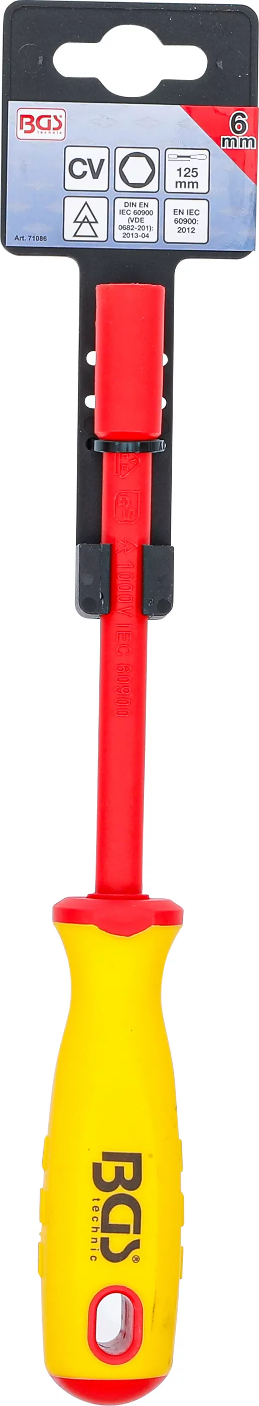 VDE-Steckschlüssel-Schraubendreher | Sechskant | SW 6 mm | Klingenlänge 125 mm