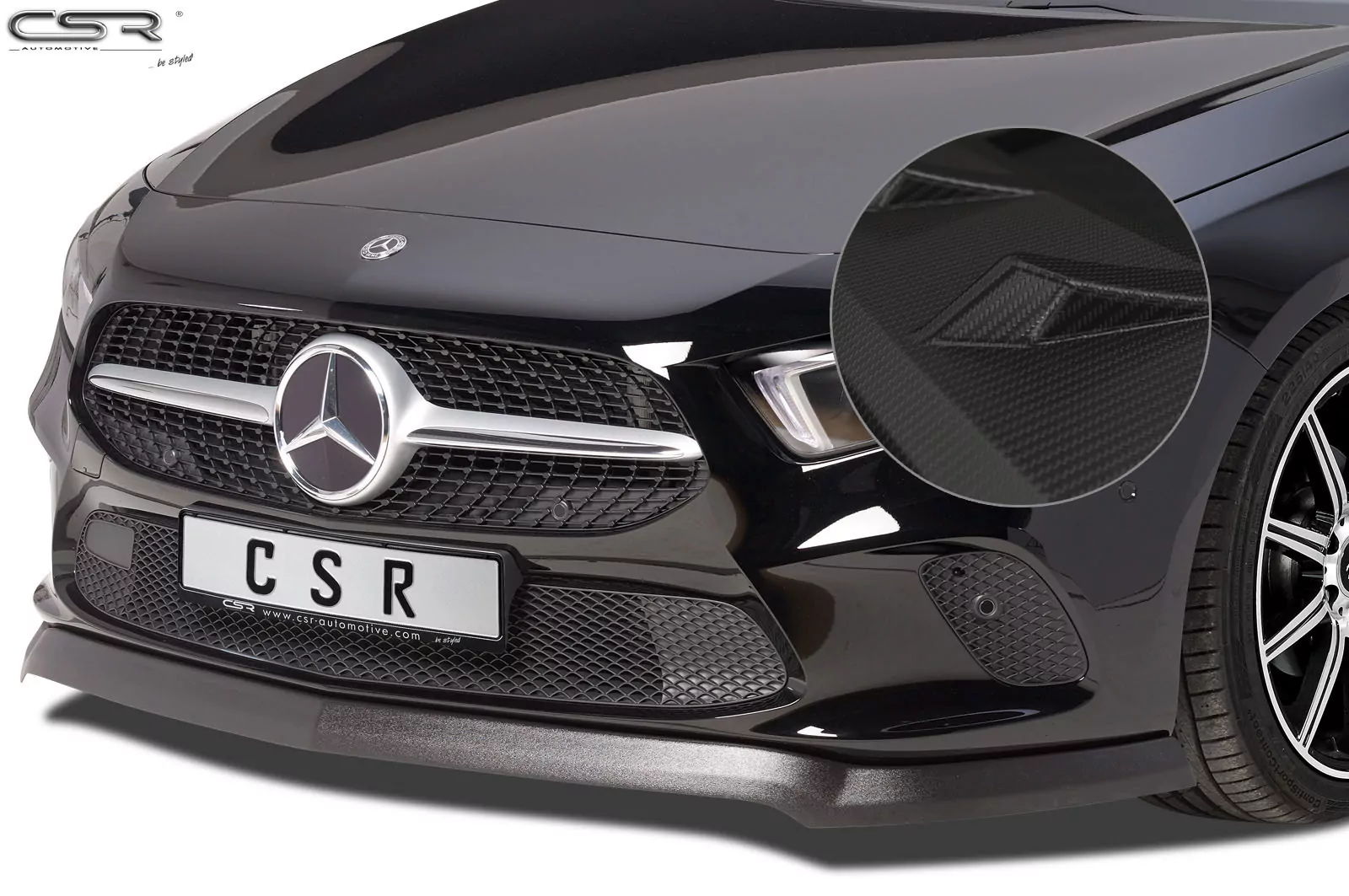 Cup-Spoilerlippe mit ABE für Mercedes A-Klasse W177 CSL312-M Carbon Look (matt)