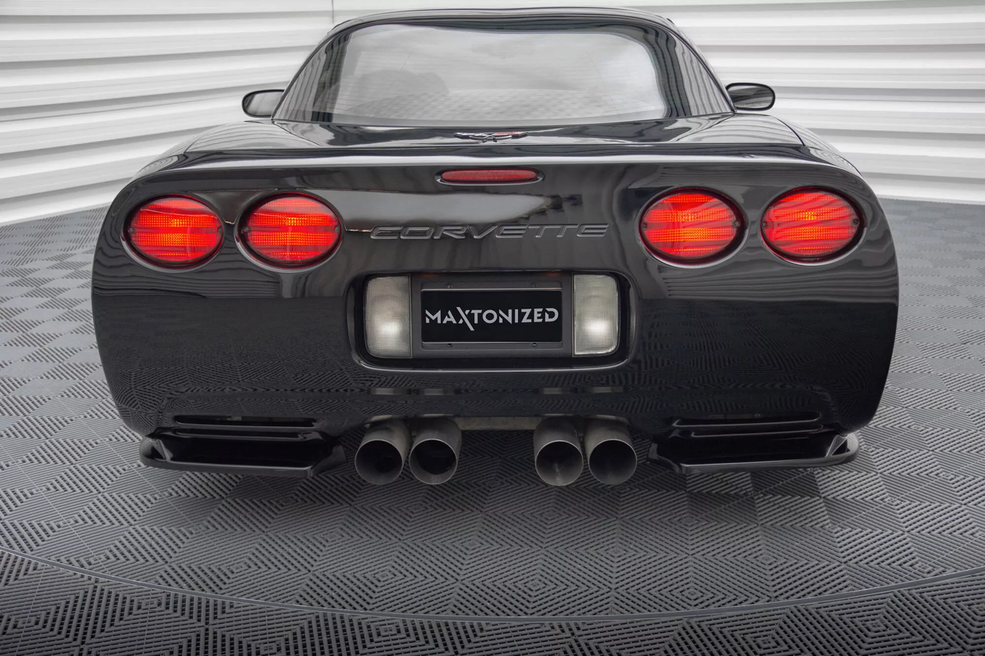 Heck Ansatz Flaps Diffusor Für Chevrolet Corvette C5 Schwarz Hochglanz
