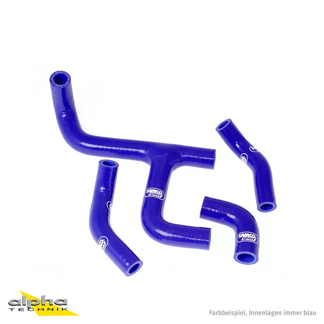 SAMCO SPORT Siliconschlauch Kit Y-Stück - Race Design blau für Husqvarna TE250 TI250 TE310 TI310 Modelljahr 2006-2009