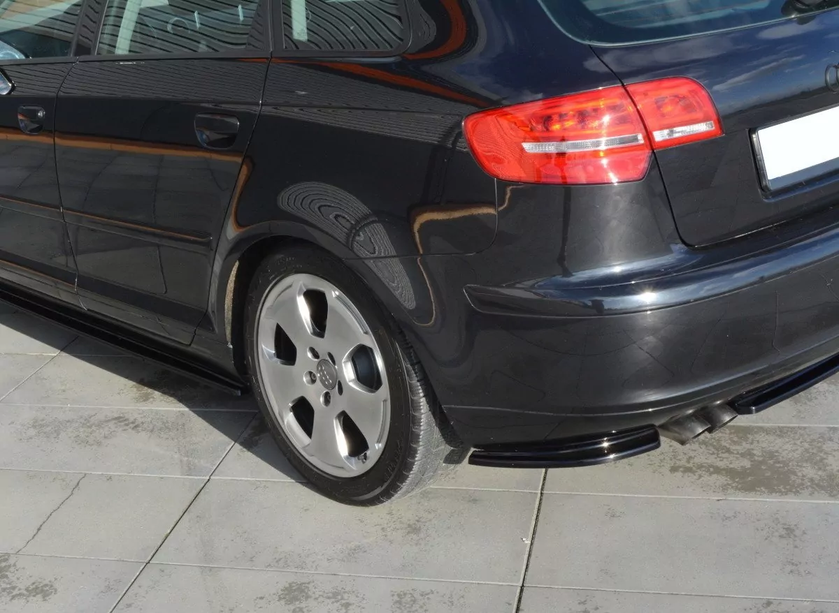 Heck Ansatz Flaps Diffusor Passend Für Diffusor Passend Für AUDI A3 SPORTBACK MK2 8P Vor FL Schwarz Hochglanz Schwarz Hochglanz