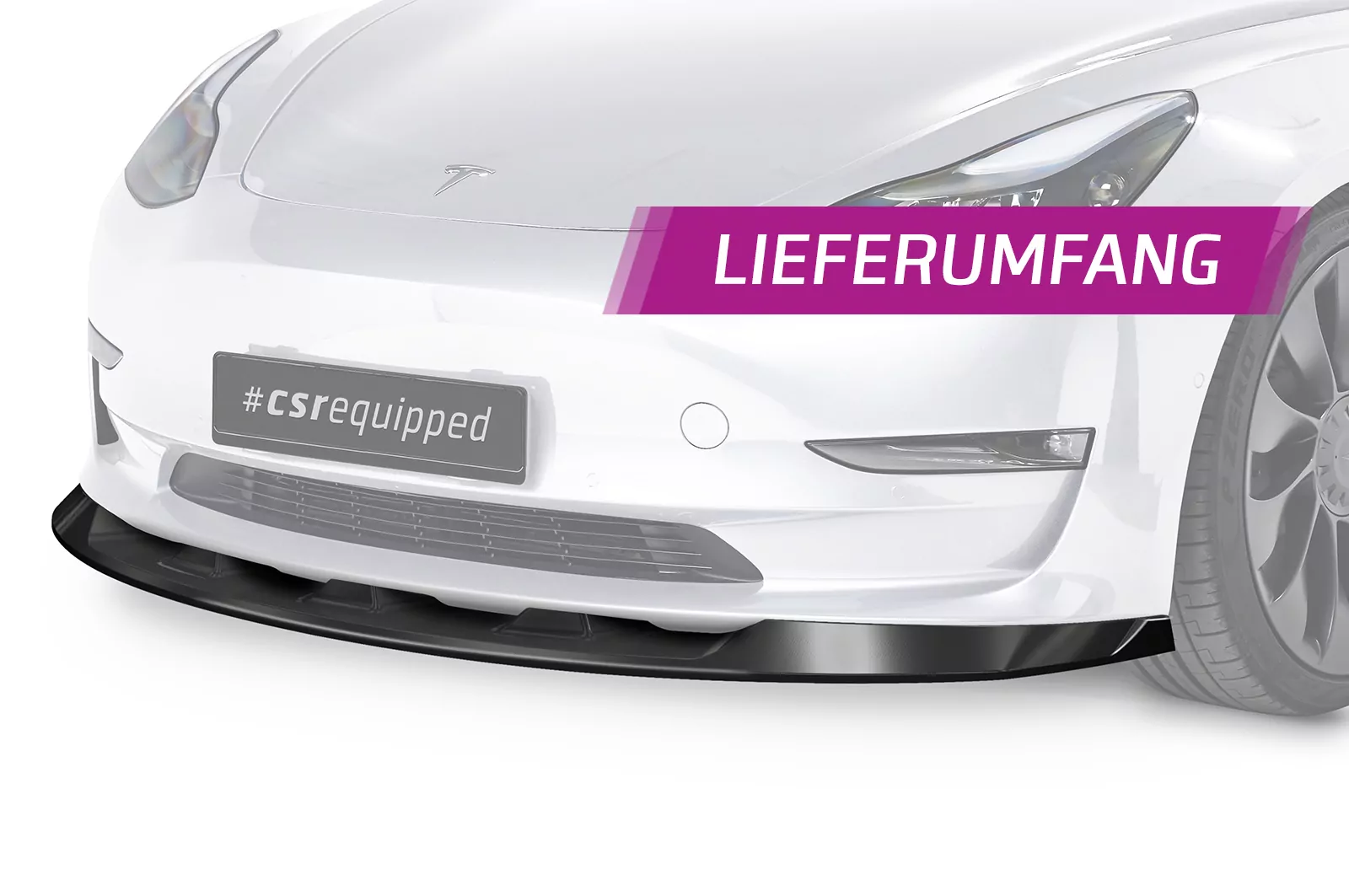 Cup-Spoilerlippe mit ABE für Tesla Model 3 CSL484-M Carbon Look (matt)