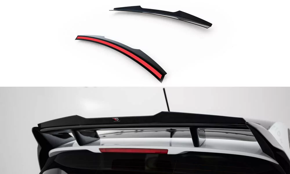 Spoiler CAP Für Ford Fiesta Standard / ST / ST-Line Mk8 (FĂĽr FO-FI-8-FH1FP) Schwarz Hochglanz