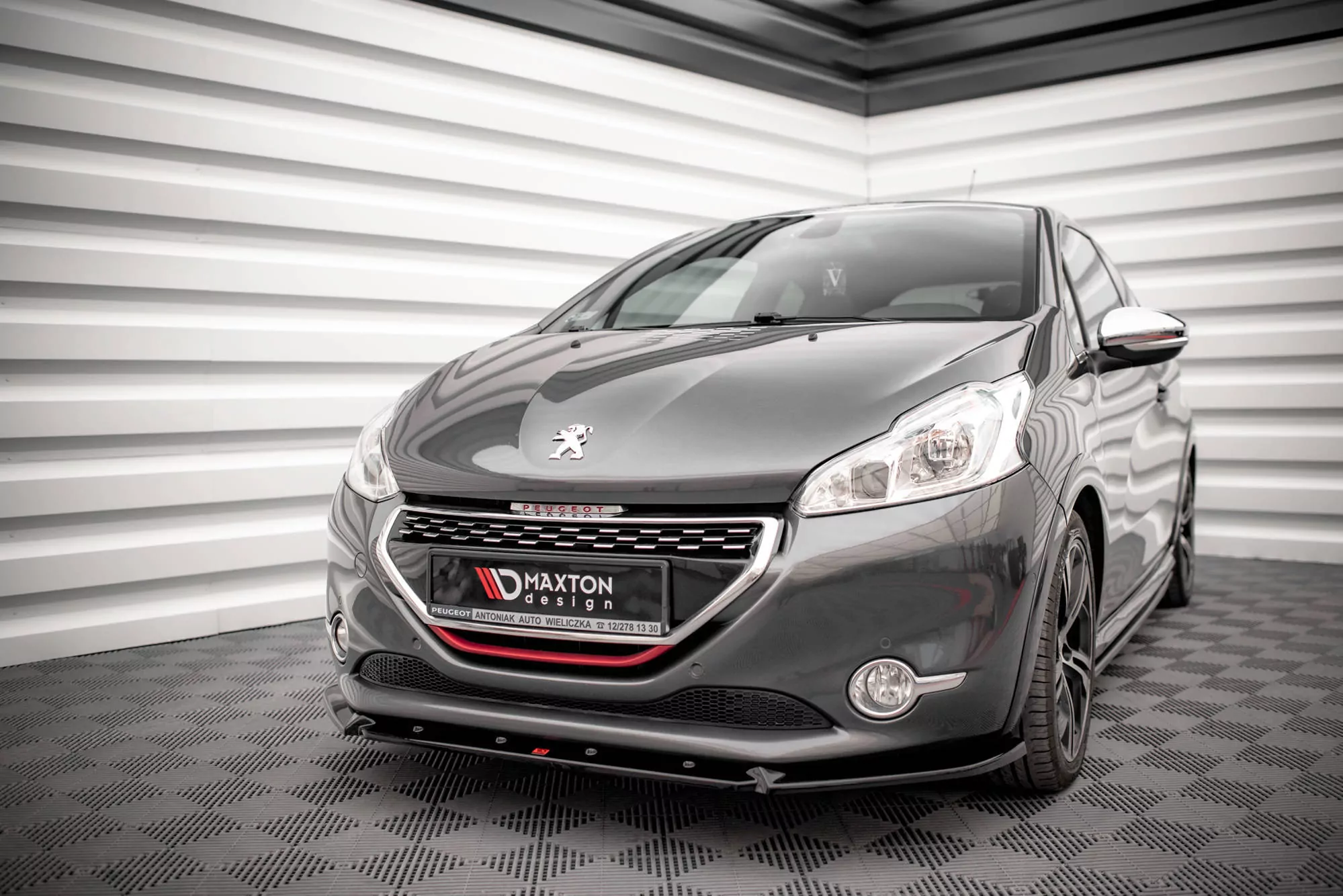 Front Ansatz V.2 Für Peugeot 208 GTi Mk1 Schwarz Hochglanz