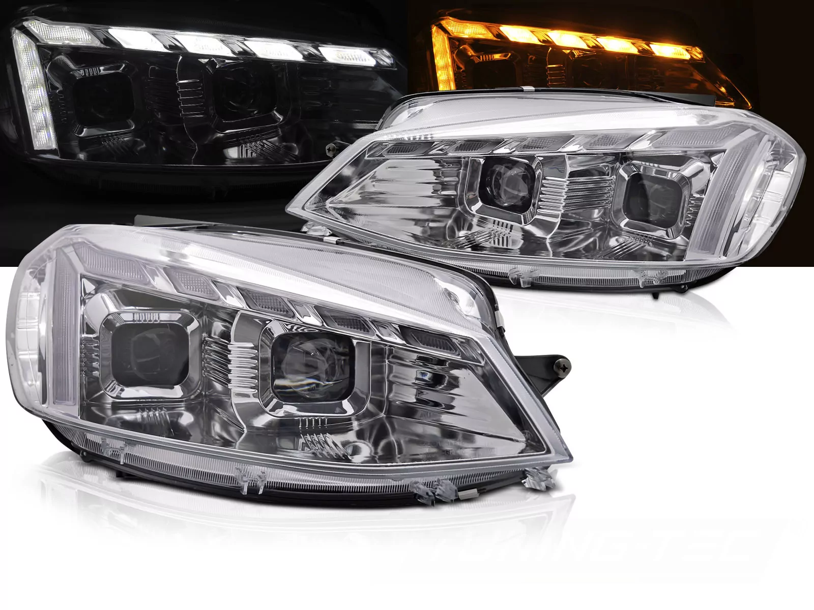 Headlights Light Chrome Led Drl Seq Fits Vw Golf 7 17-19