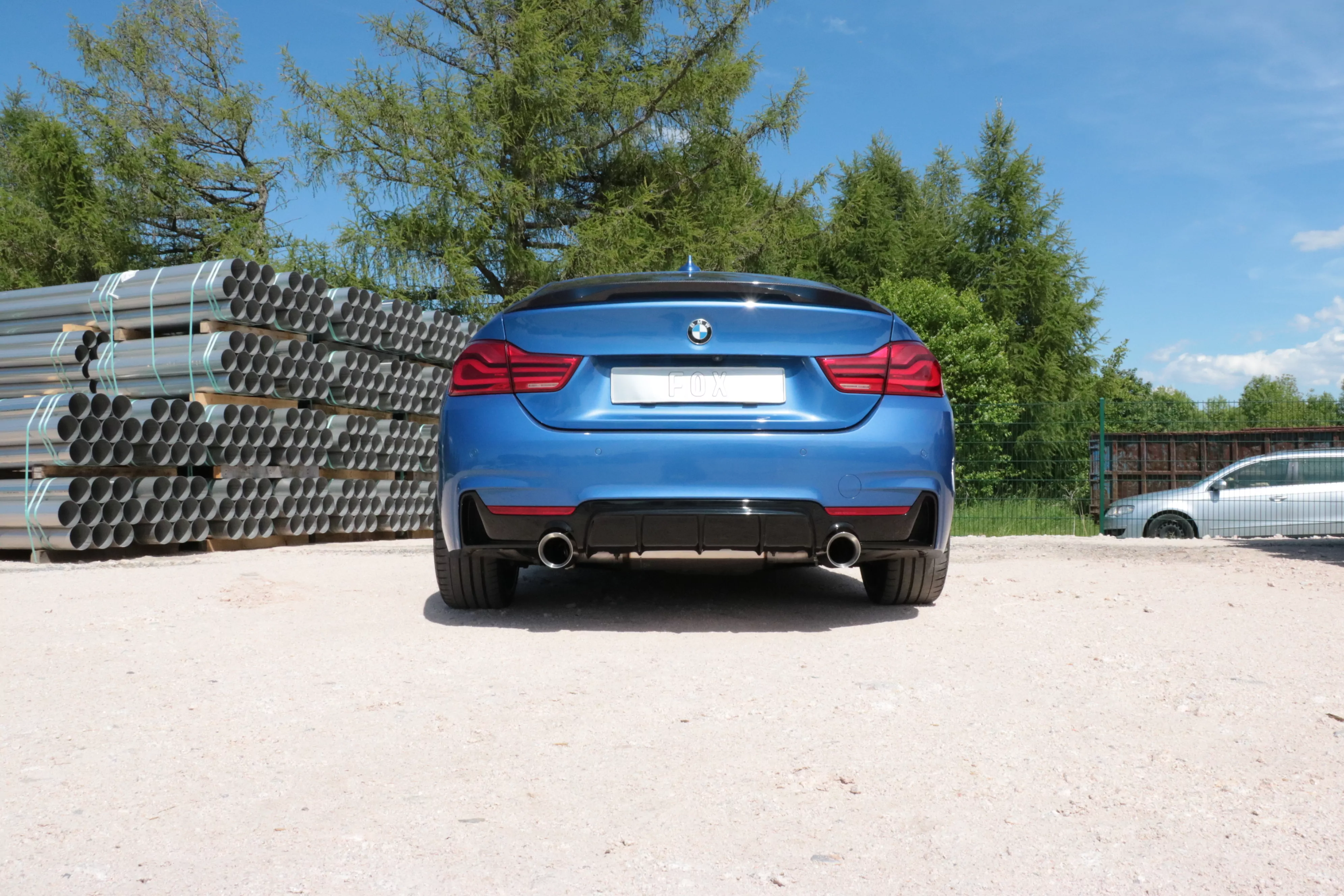 BMW F36 - 440i xDrive Grand Coupe - M-Paket  Endschalldämpfer quer Ausgang rechts/links - 1x100 Typ 25 rechts/links - mit Abgasklappe im linken Endrohr