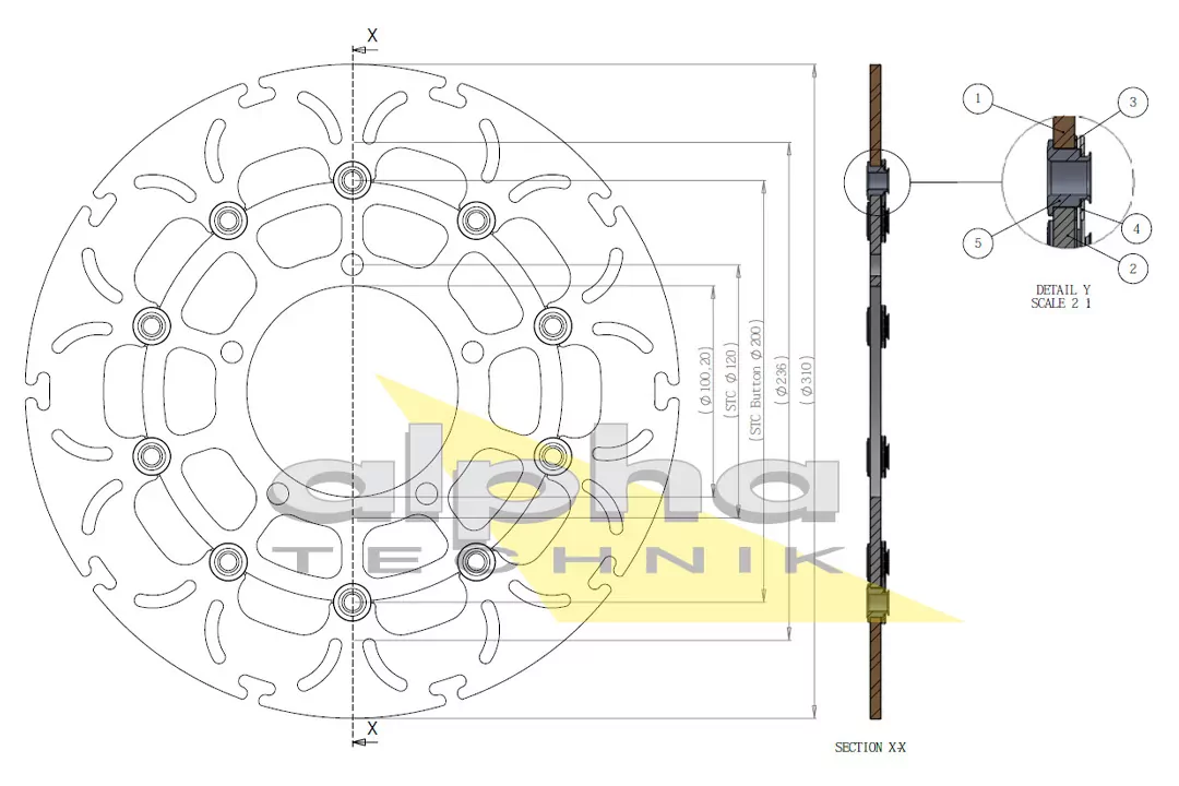 alpha Technik Bremsscheibe Omega-Design ABD33 hinten für Suzuki GSX-R 1000 / 750 VZR 1800