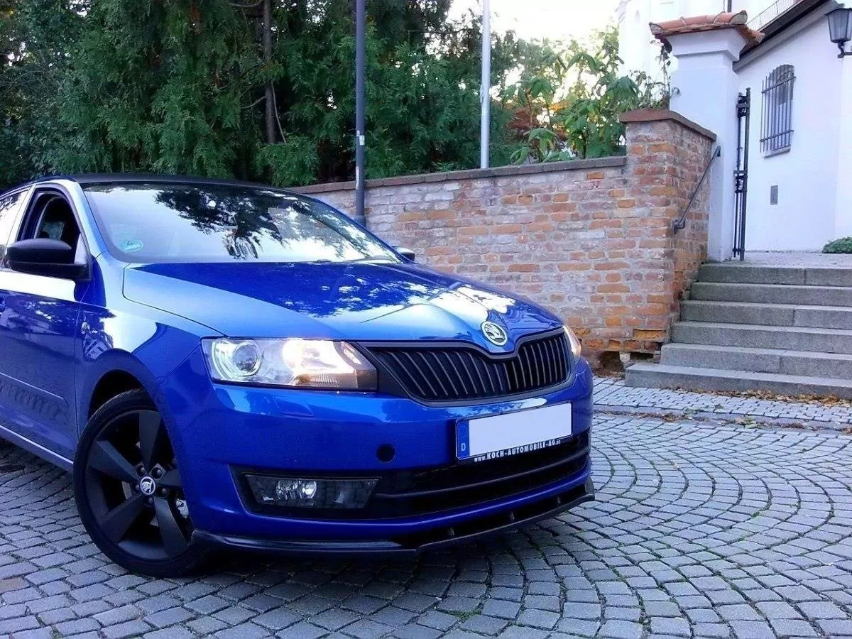 Front Ansatz Passend Für Passend Für SKODA RAPID Schwarz Hochglanz Schwarz Hochglanz