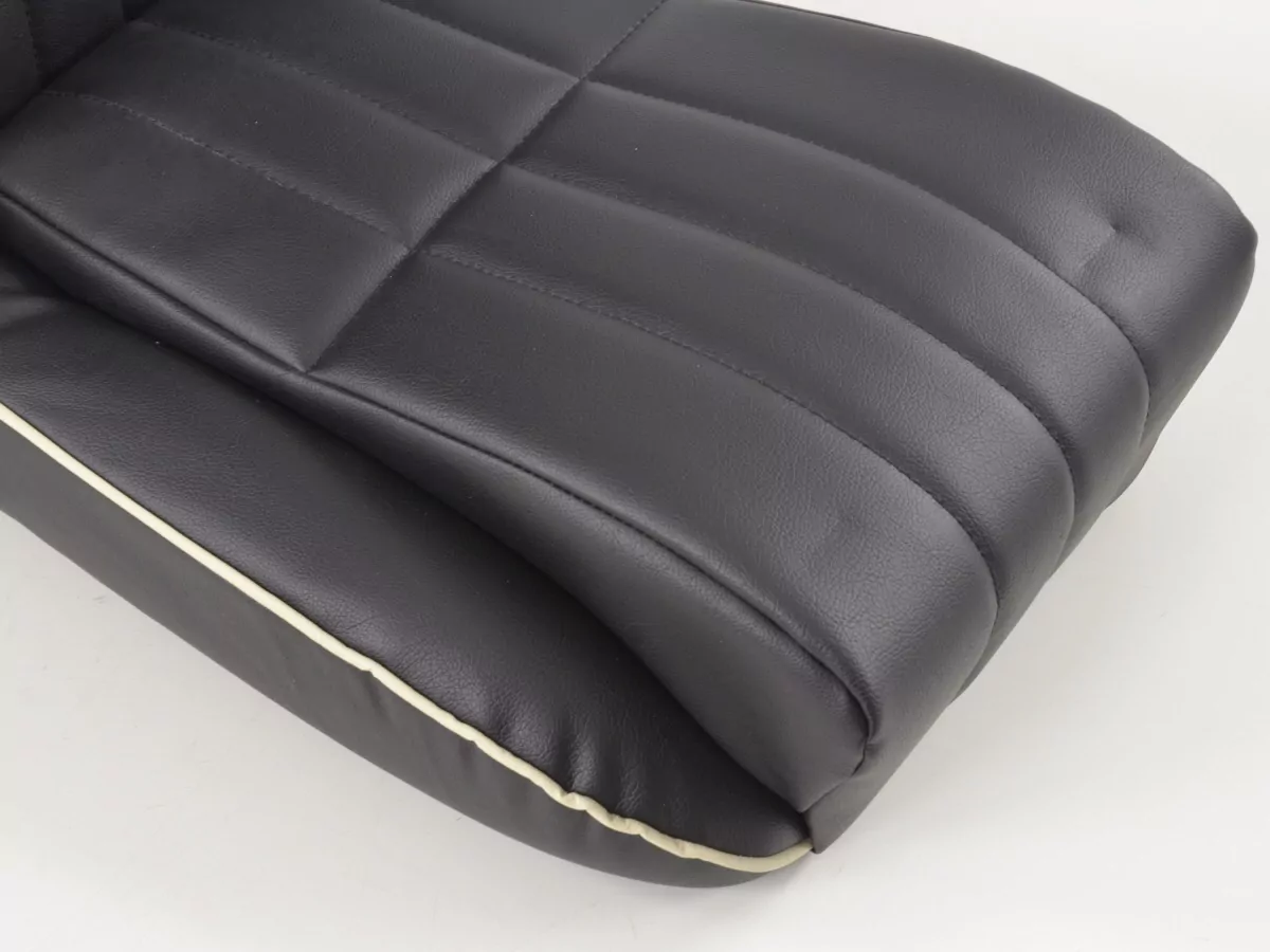 FK Oldtimersitze Auto Vollschalensitze Set Classic 4 schwarz/weiß mit Kopfstütze inklusive Laufschienen