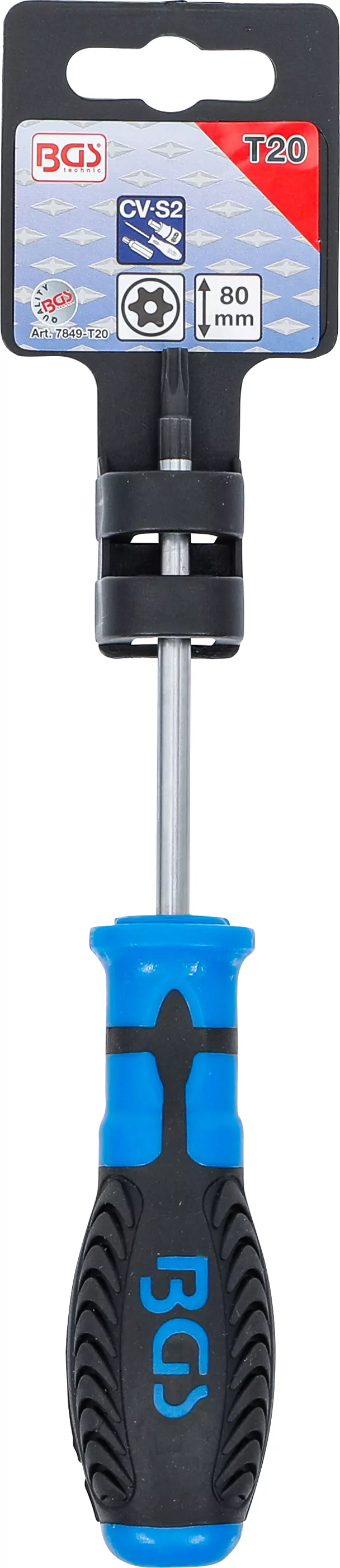 Schraubendreher | T-Profil (für Torx) mit Bohrung T20 | Klingenlänge 80 mm