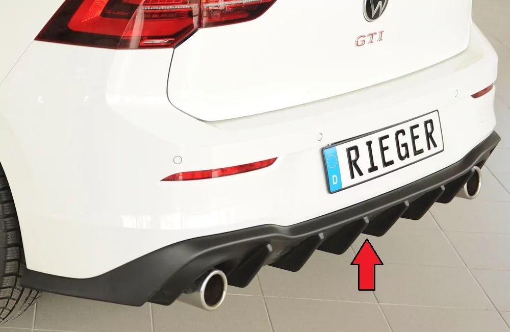 Rieger Heckeinsatz matt schwarz für VW Golf 8 GTI 5-tür. 08.20-03.24 (bis Facelift)