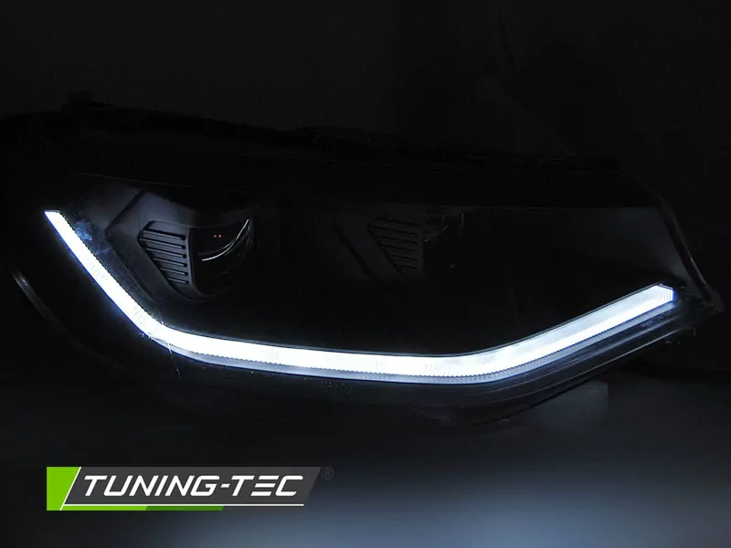 Led Headlights Tube Light Black Drl Seq Fits Vw Caddy 20-