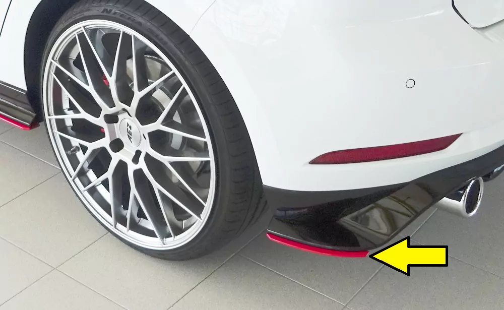 Rieger Heckschürzenansatz seitlich links für VW Golf 7 GTI-TCR | 5-tür. 01.19- für orig. Heckansatz VW Golf 7 GTI-TCR