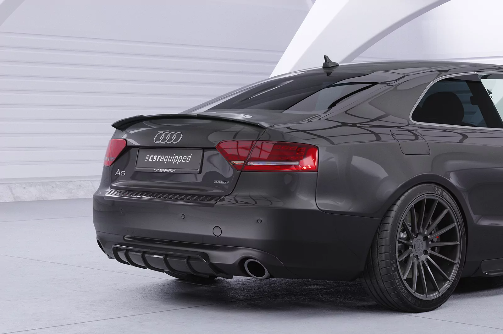 Heckansatz für Audi A5 8T Basis HA238 Schwarz Strukturiert