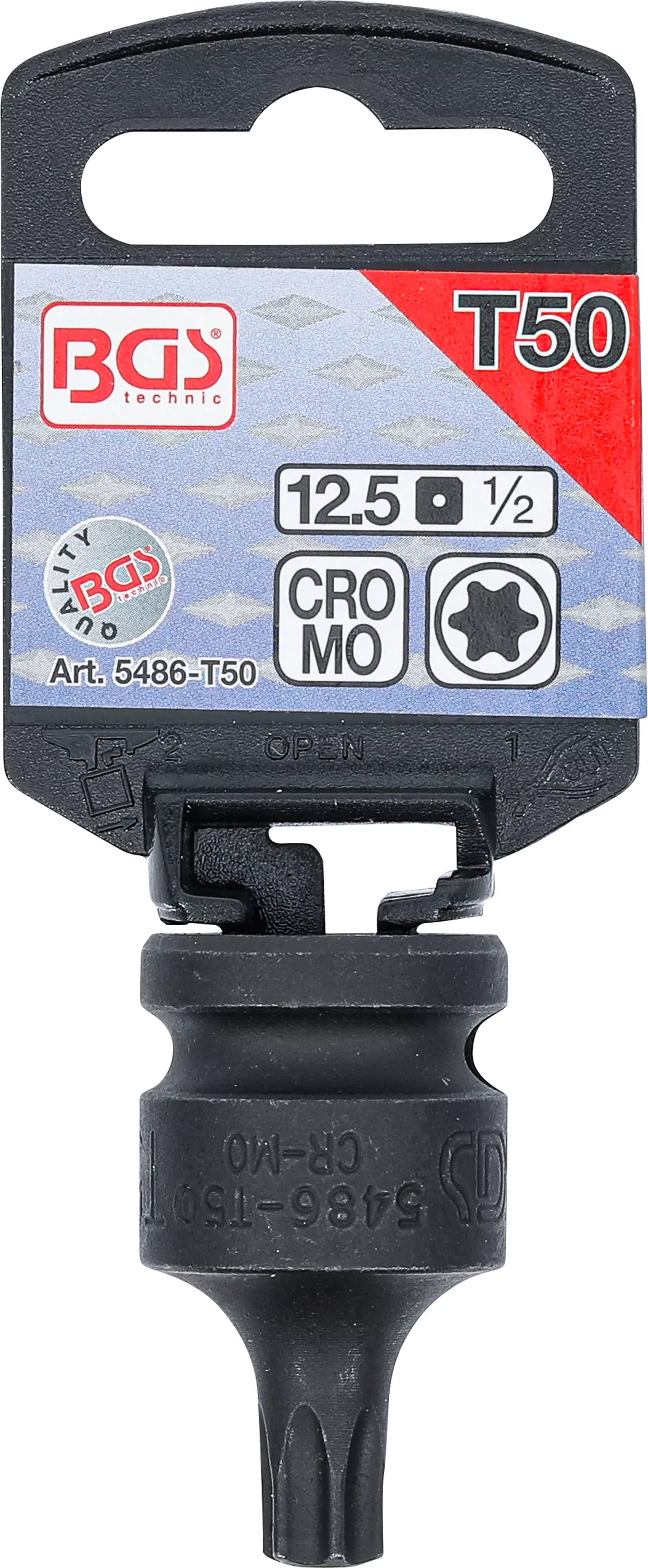 Kraft-Bit-Einsatz | Länge 42 mm | Antrieb Innenvierkant 12,5 mm (1/2") | T-Profil (für Torx) T50