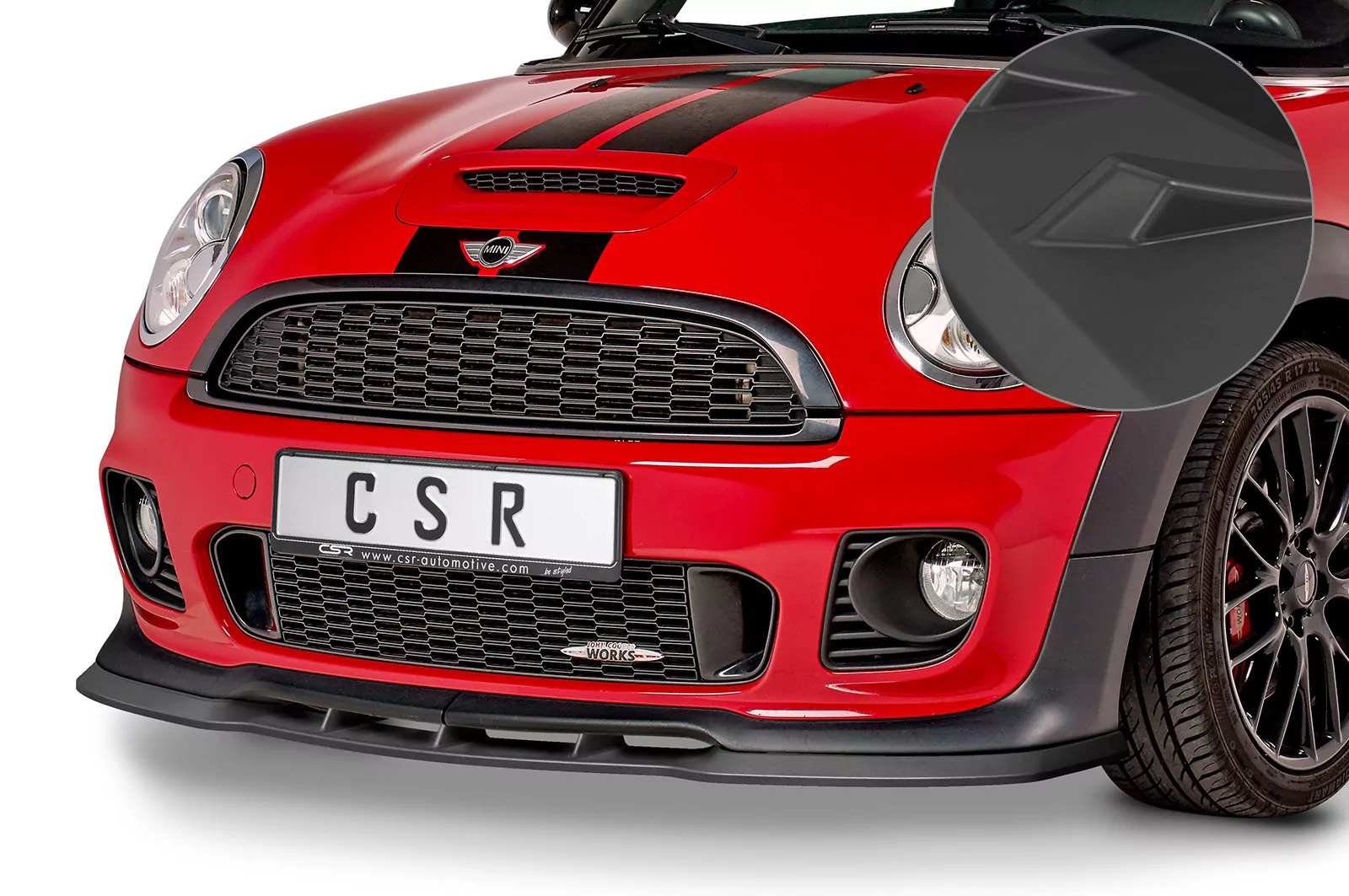 Cup-Spoilerlippe mit ABE für Mini R56 John Cooper Works CSR- Lackierfreundlich (schwarz matt)